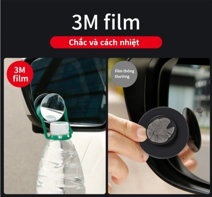 Bộ 02 gương cầu lồi chiếu hậu xóa điểm mù xe hơi 360 độ siêu mỏng Baseus